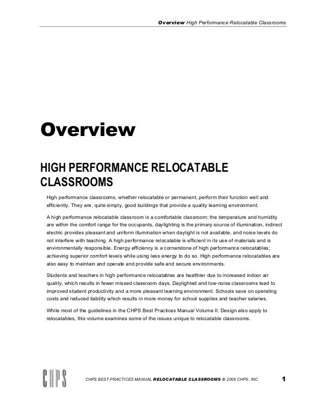 Best Practices Manual, Vol.III: Criteria for High Performance Schools